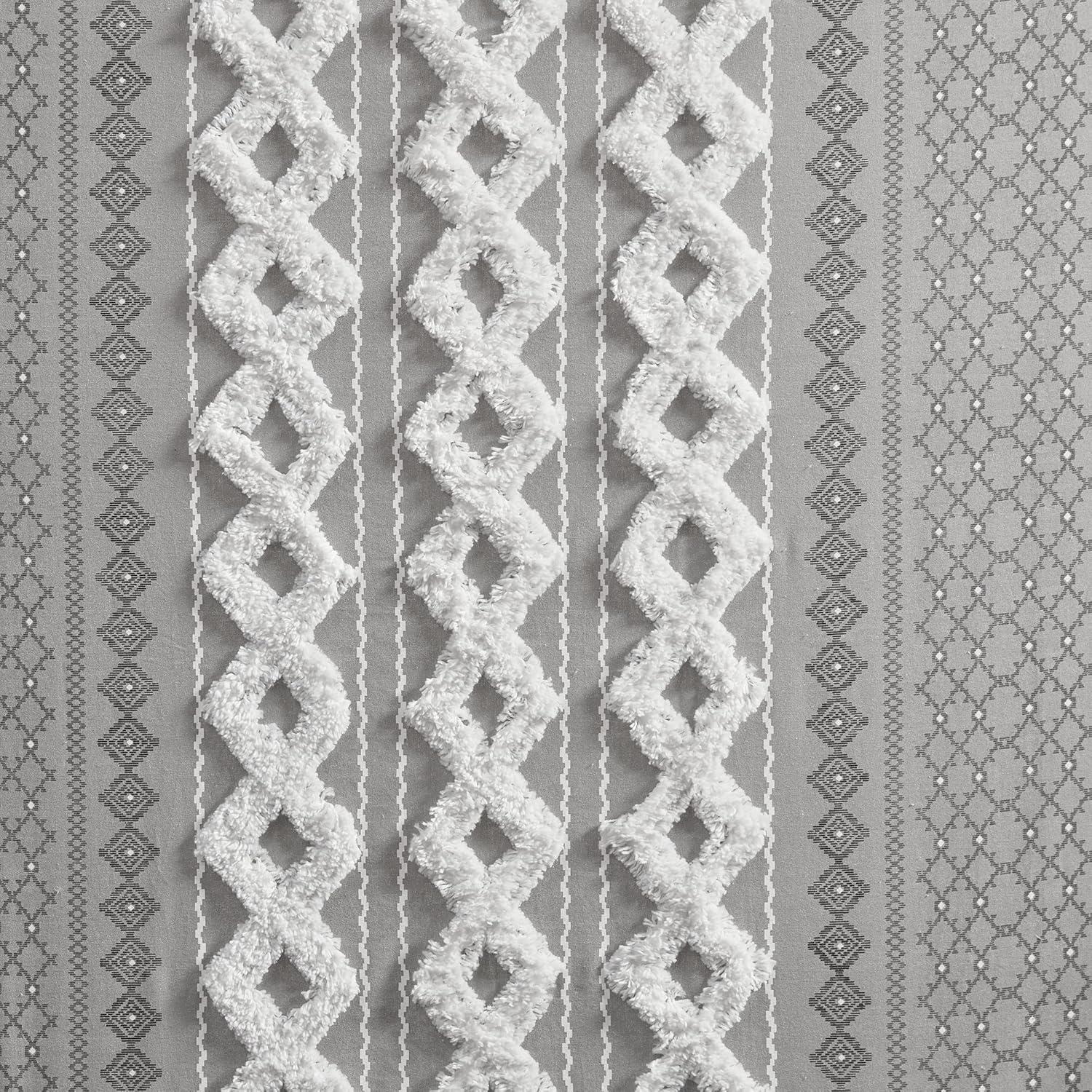 INK+IVY Imani Cotton Printed Boho Single Curtain Panel with Chenille Stripe and Lining