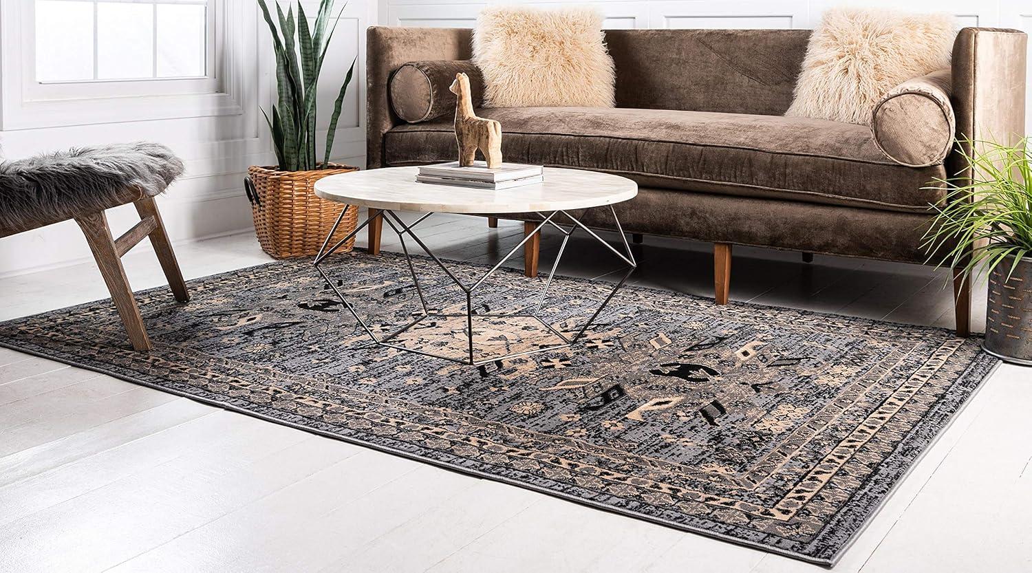 Unique Loom Oasis Taftan Rug , 4' 1" x 6' 1" ,Gray