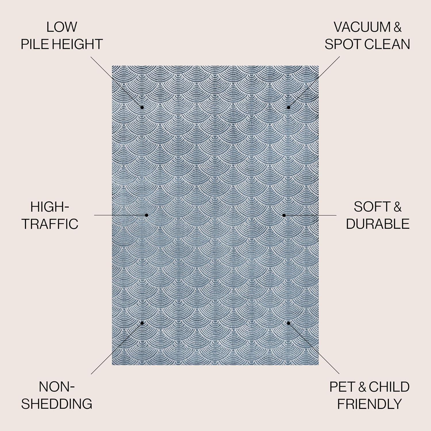 JONATHAN Y Porter Geometric Art Deco Fan Pattern High-Low Navy/Cream 3 ft. x 5 ft. Area Rug