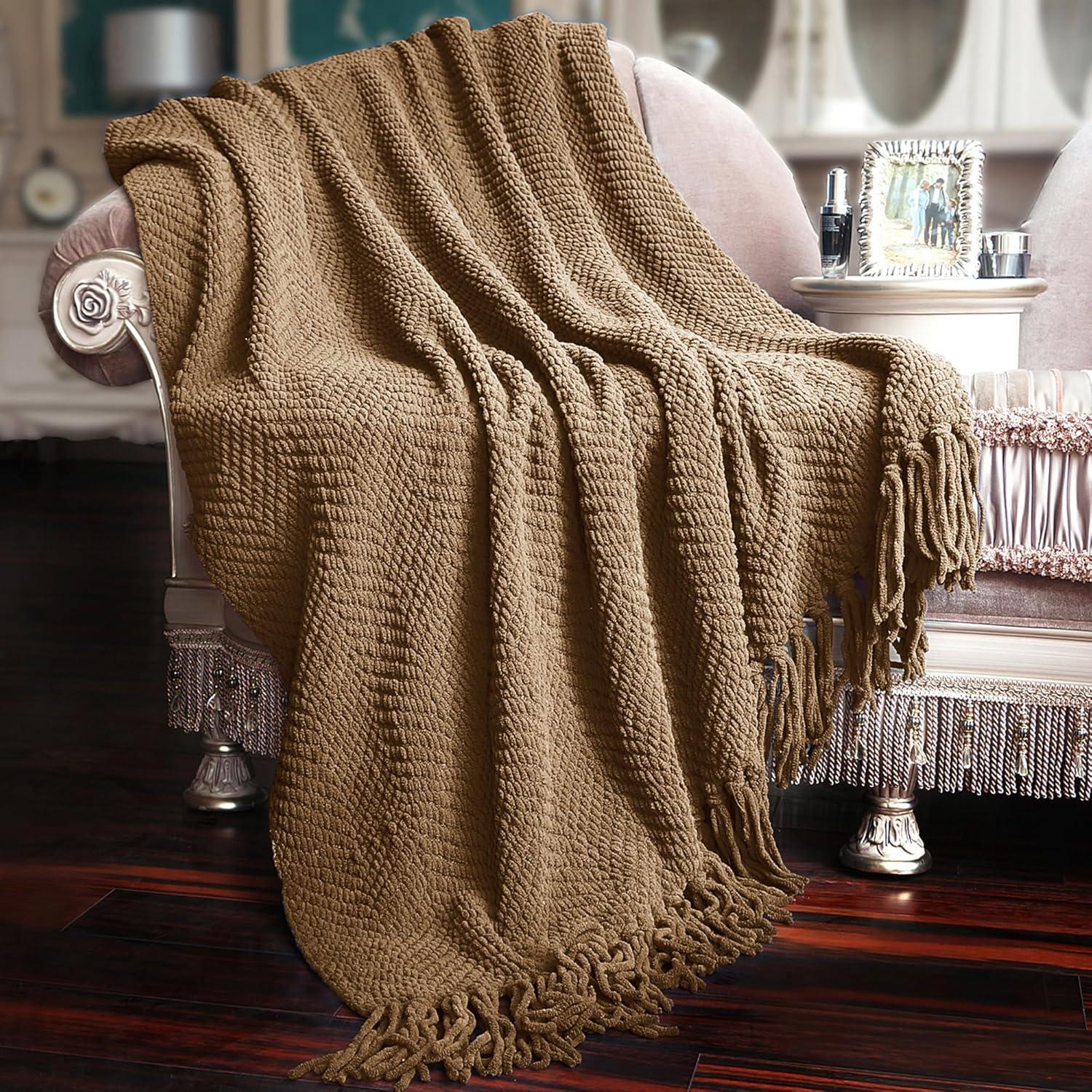 Home Soft Things Tweed Knitted Throw Blanket