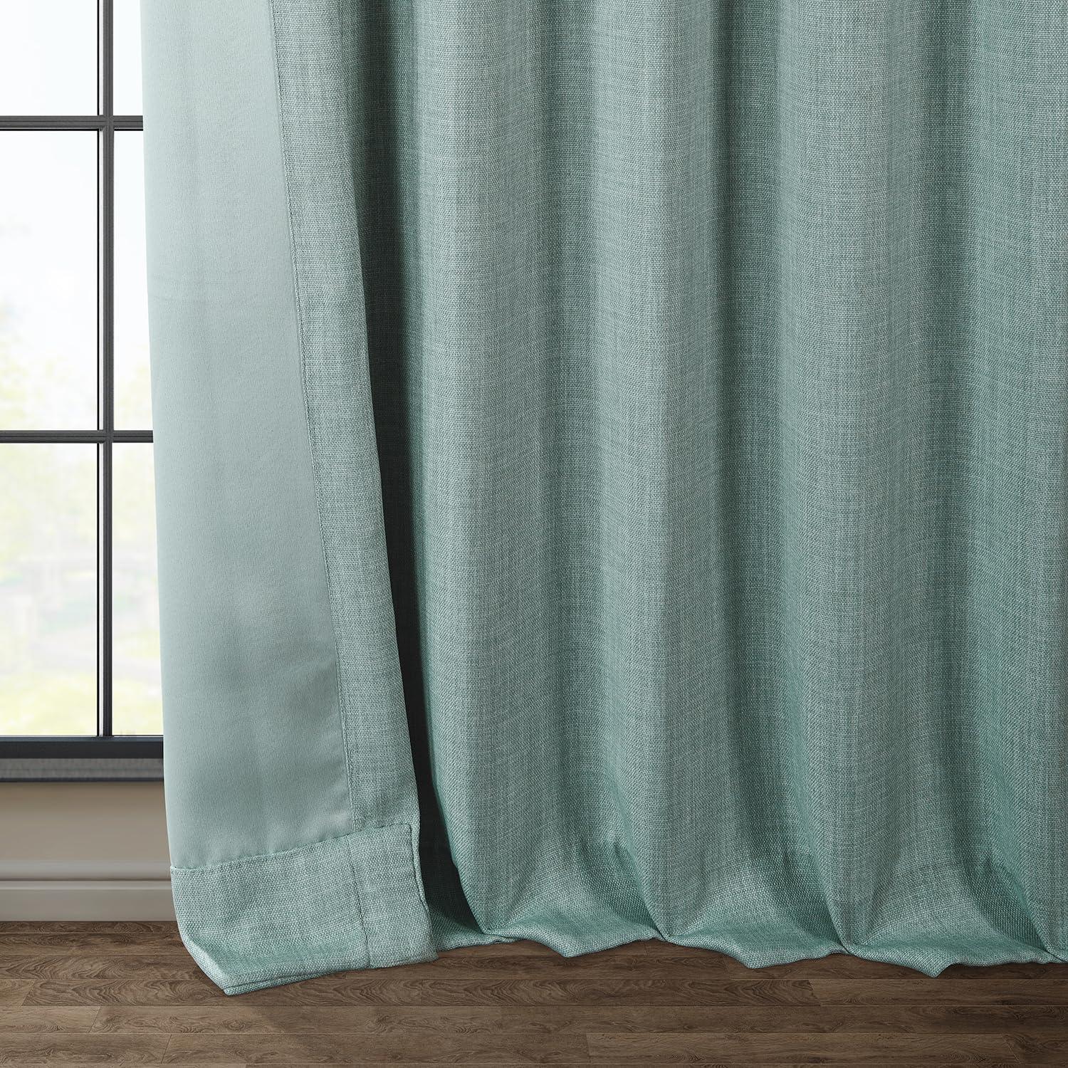 Sea Thistle Faux Linen Room Darkening Curtain Panel 50W x 96L