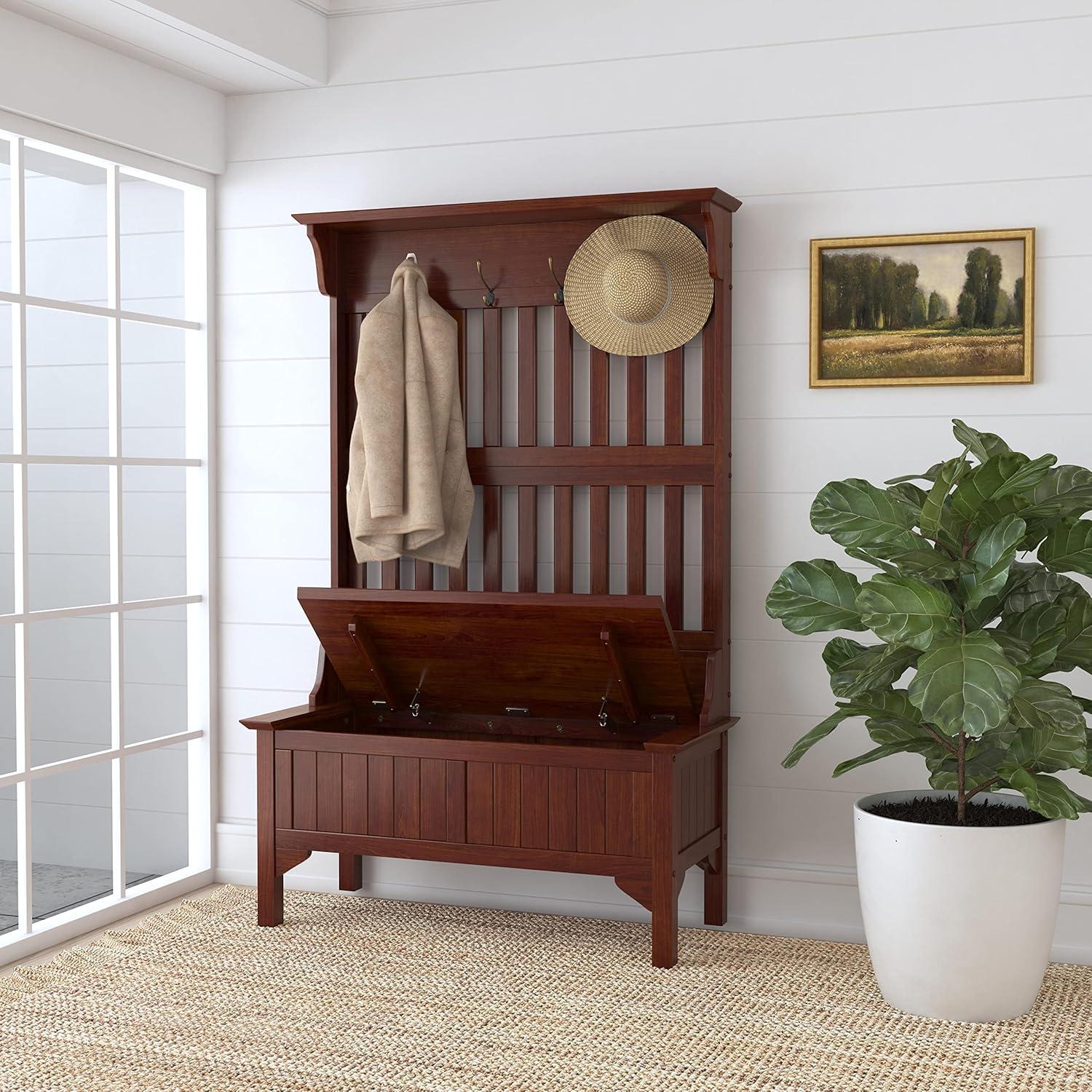 Homestyles General Line Hardwood Hall Tree with Lift-Up Storage Seat in Cherry