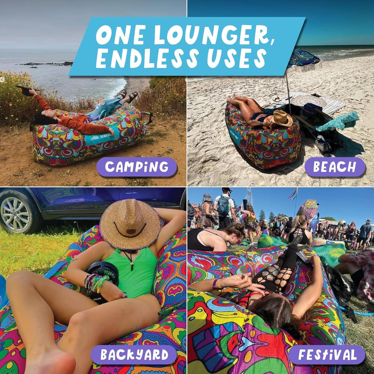 Chillbo Shwaggins Inflatable Couch – Cool Inflatable Chair Easy Setup is Perfect for Hiking Gear, Beach Chair and Music Festivals. (Royal Blue)