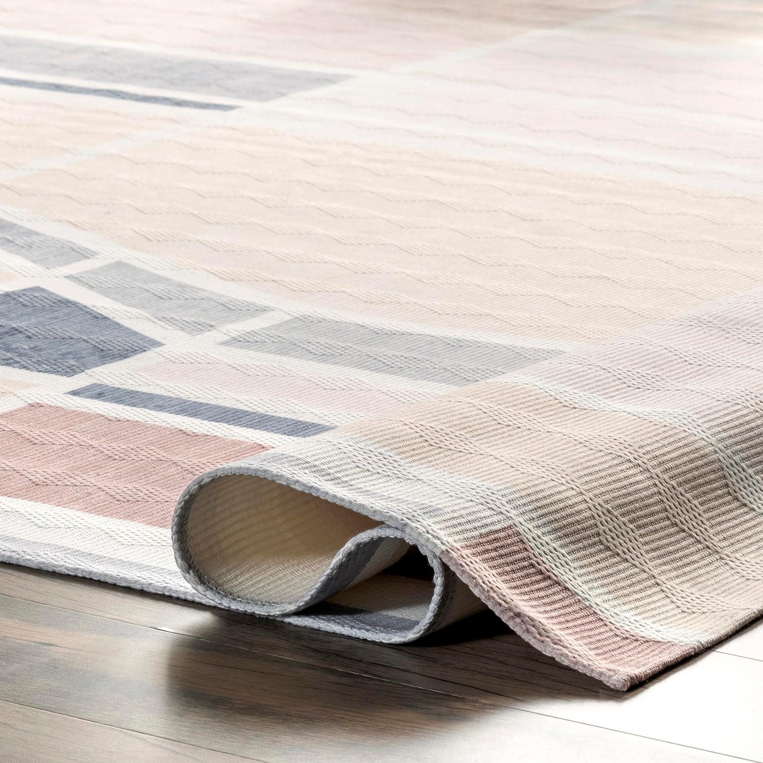 Nuloom Dannie Modern Geometric Pet Friendly Machine Washable Area Rug, 8' x 10', Light Beige