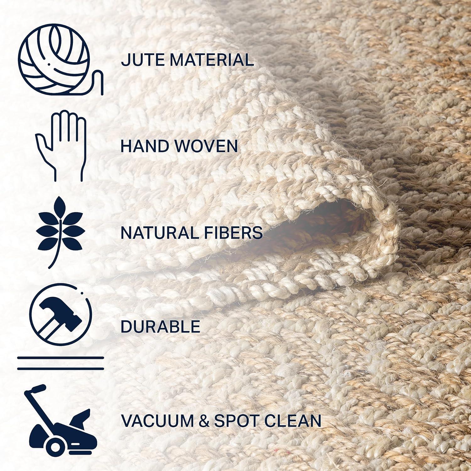 8'x10' Hira Hand Woven Diamond Chunky Jute Area Rug, Natural  - JONATHAN Y