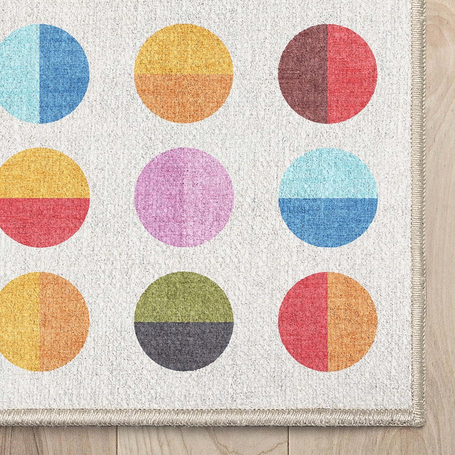 Crayola Modern Split Dots Bright Multi Color Area Rug