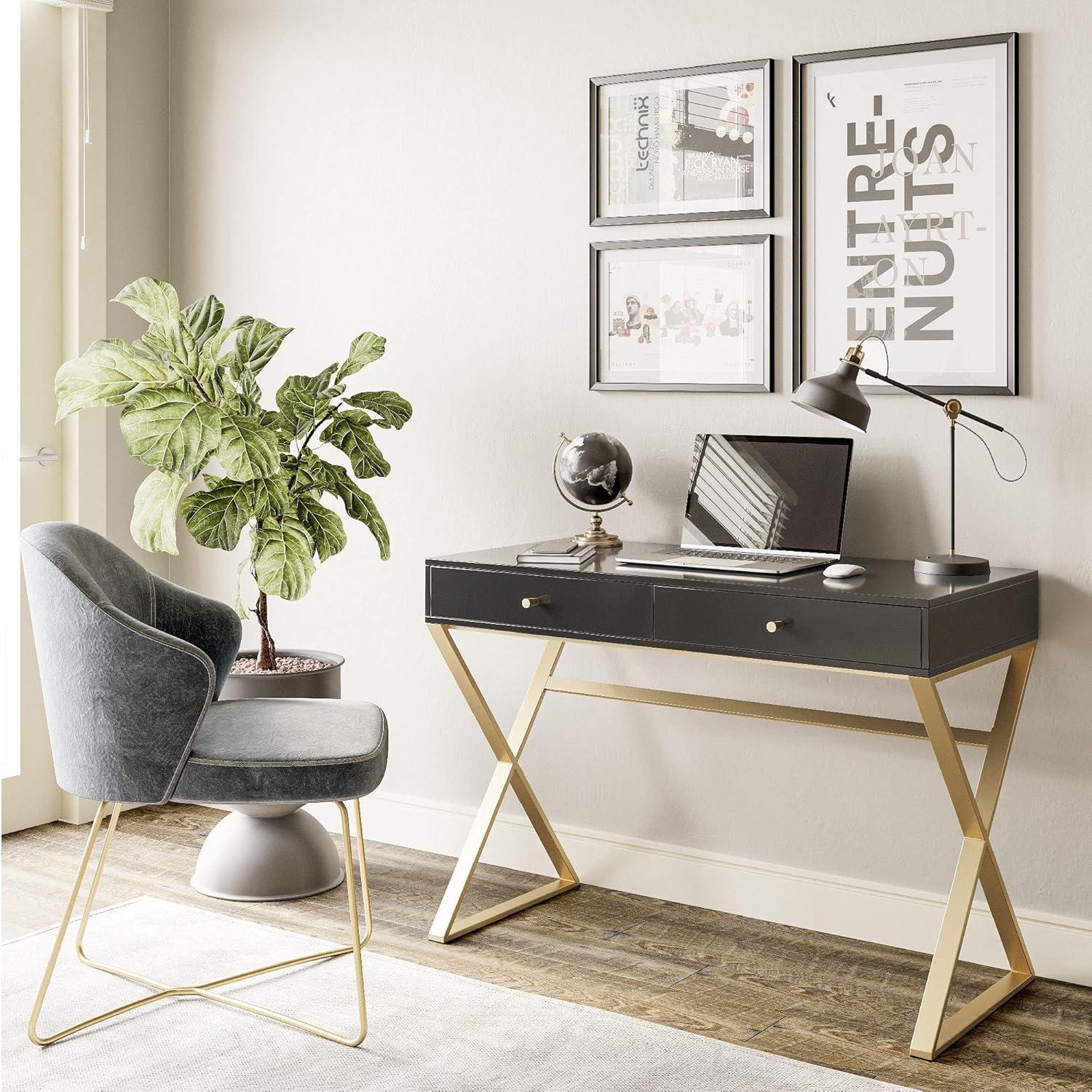 Ellena 42" Black Modern Home Office Writing Desk