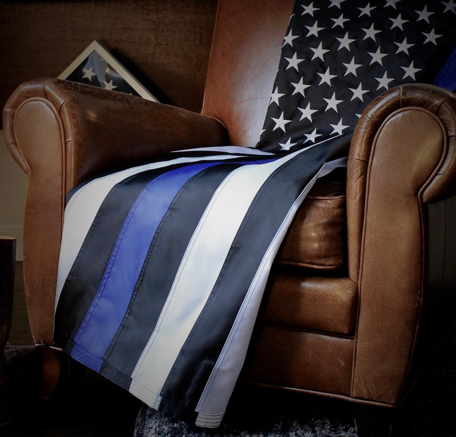 Thin Blue Line Flag United States Policeman Banner Polyester 3x5 Foot Flags Vivid Color and UV Fade Resistant Flag Outdoor Banner
