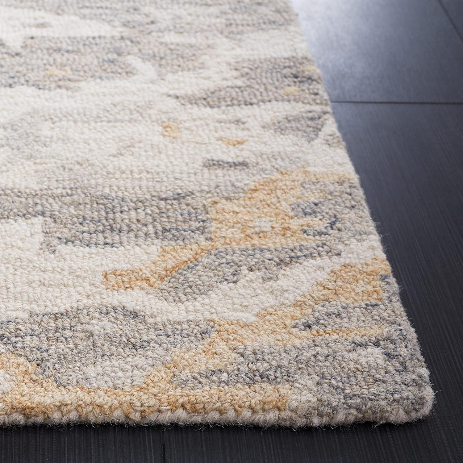 SAFAVIEH Abstract Seachlann Distressed Abstract Wool Area Rug, Ivory/Grey, 6' x 9'