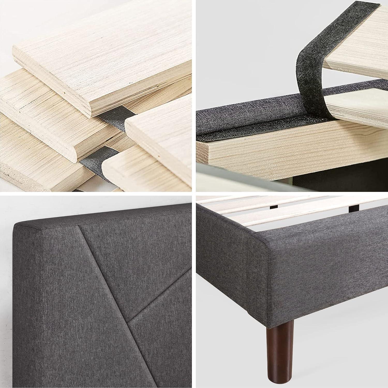 King Judy Upholstered Platform Bed Frame Gray - Zinus: Modern Style, No Box Spring Needed, 5-Year Warranty