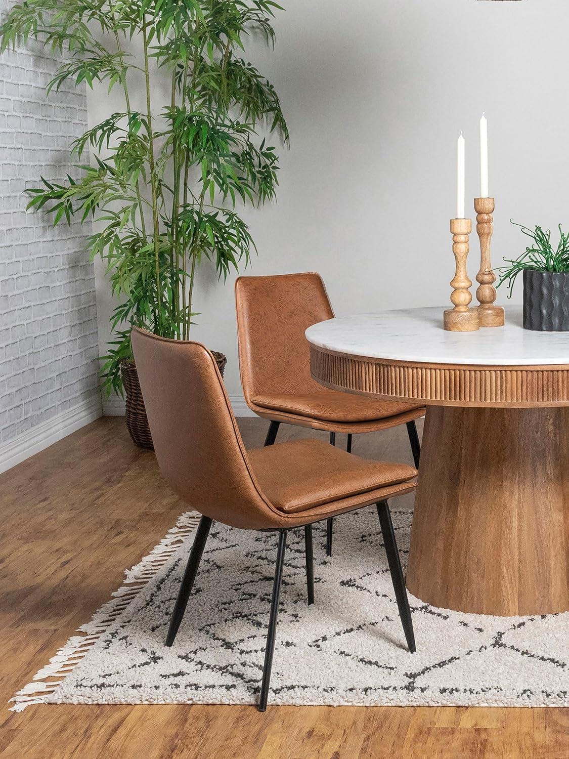 Coaster Ortega Faux Leather Padded Seat Dining Side Chair Coffee