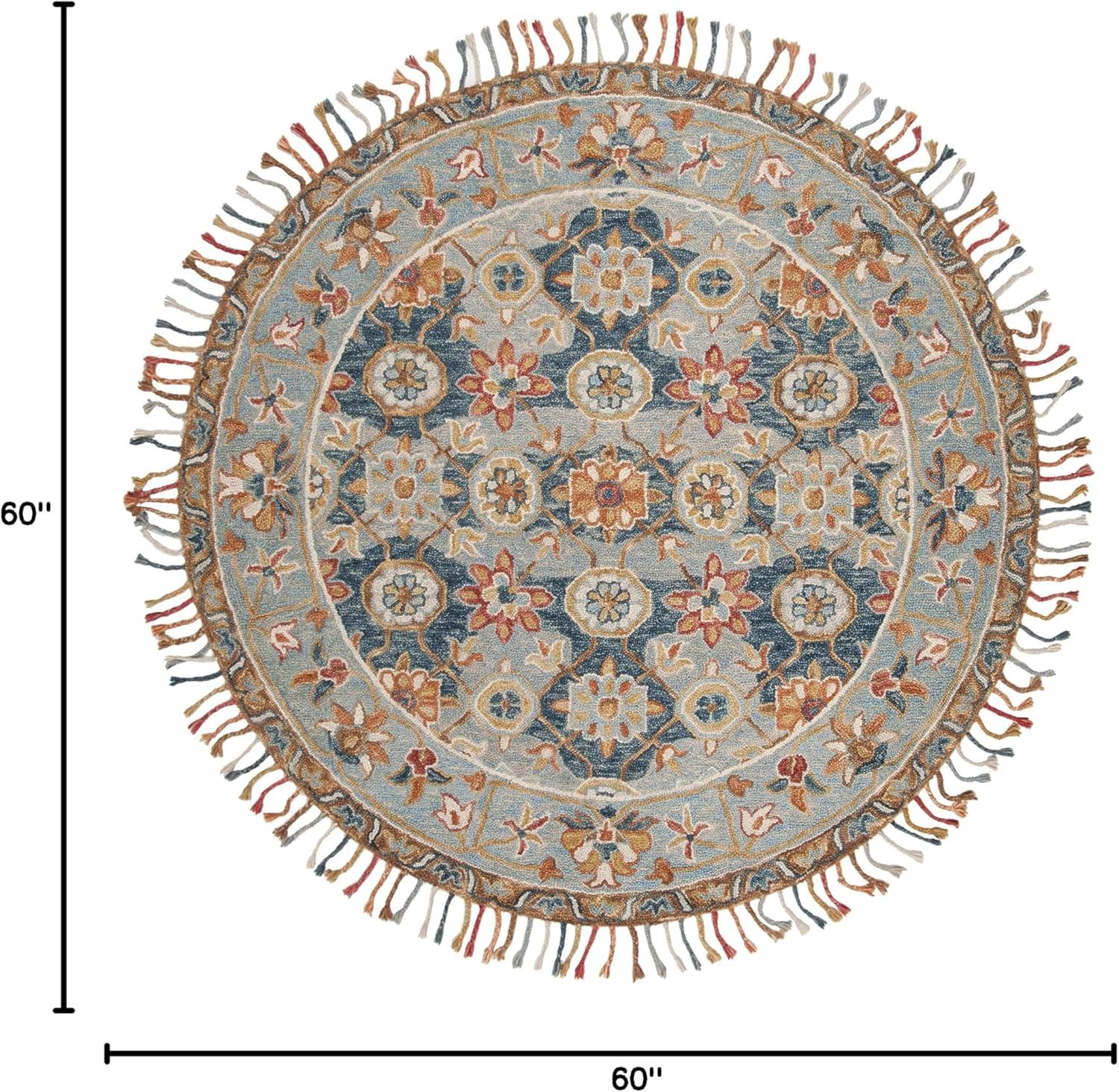 Aspen APN110 Hand Tufted Area Rug - Grey/Navy - 5' round - Safavieh.