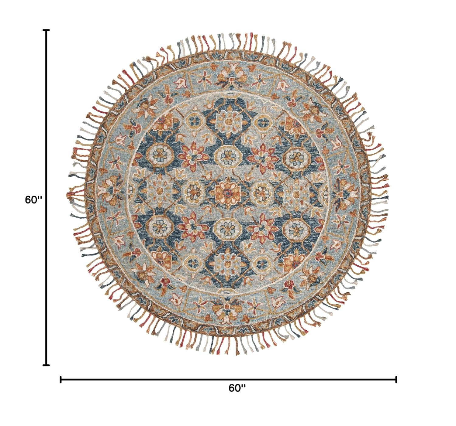 Aspen APN110 Hand Tufted Area Rug - Grey/Navy - 5' round - Safavieh.