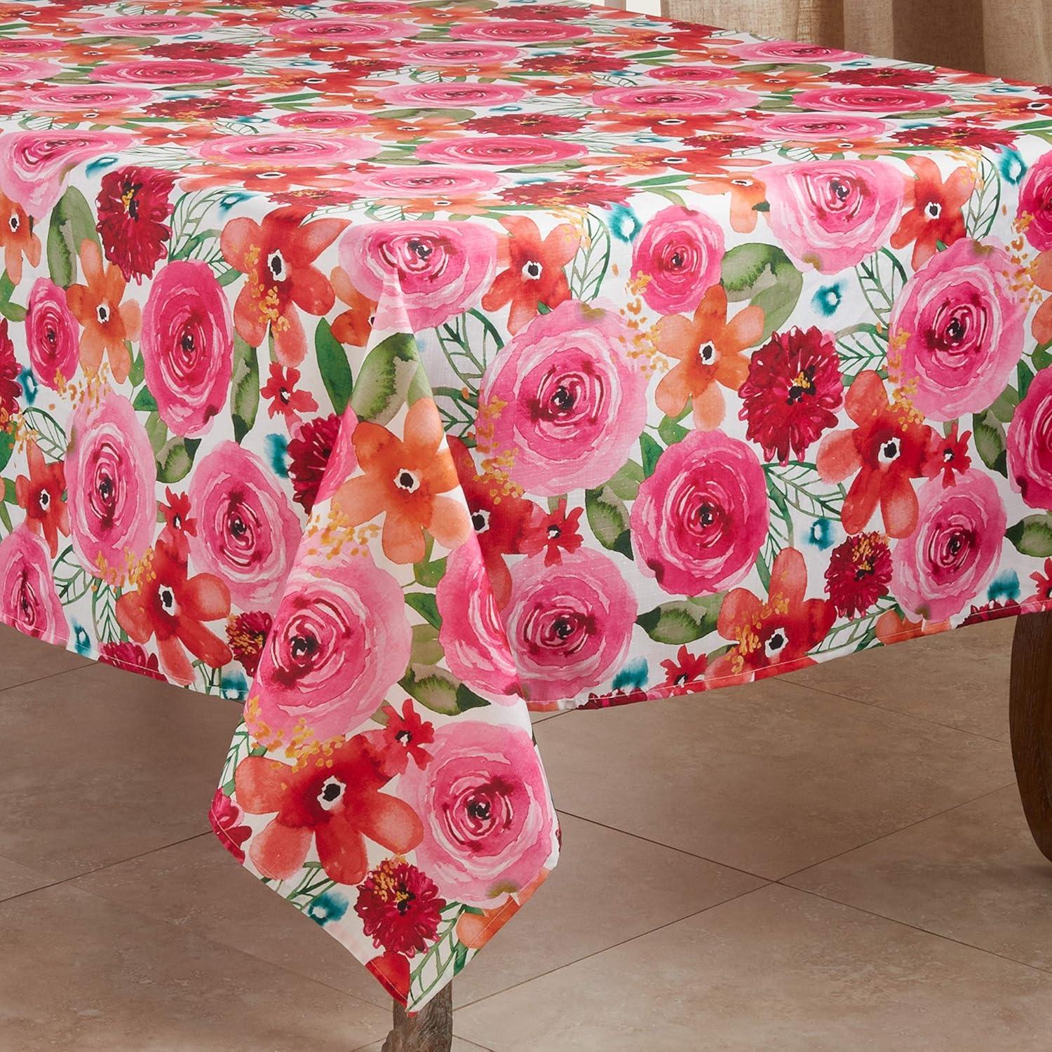 Saro Lifestyle Large Floral Print Tablecloth, Multi, 65" x 104"