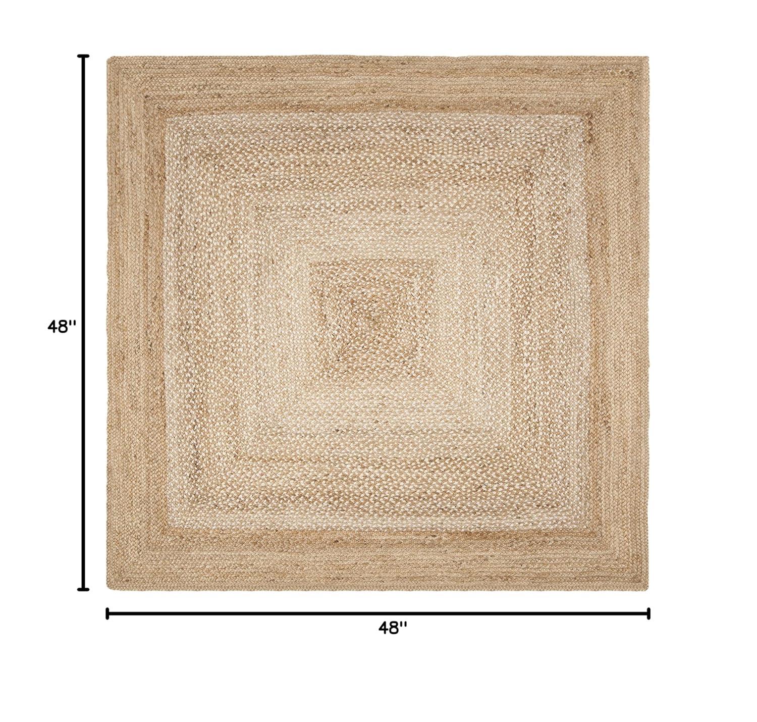 SAFAVIEH Natural Fiber Leo Geometric Area Rug, Natural/Ivory, 4' x 4' Square