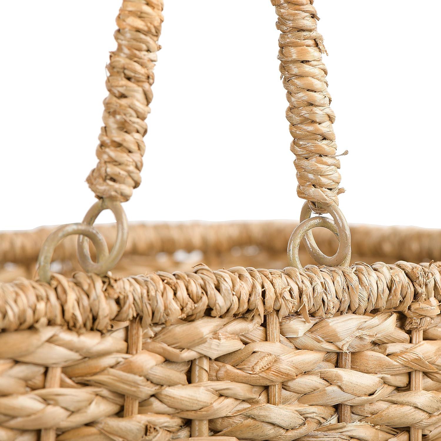 Creative Co-Op Woven & Natural Bangkuan Rope Stair Basket with Handles