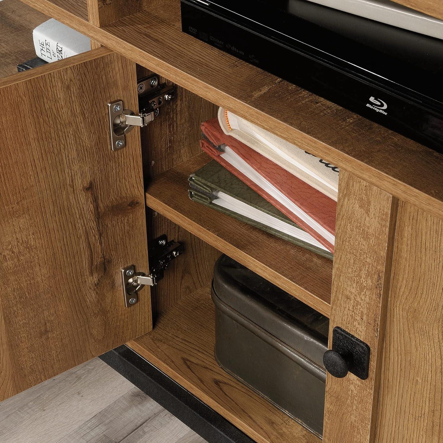 Sauder Station House TV Stand with Storage for TVs Up to 65", Etched Oak Finish