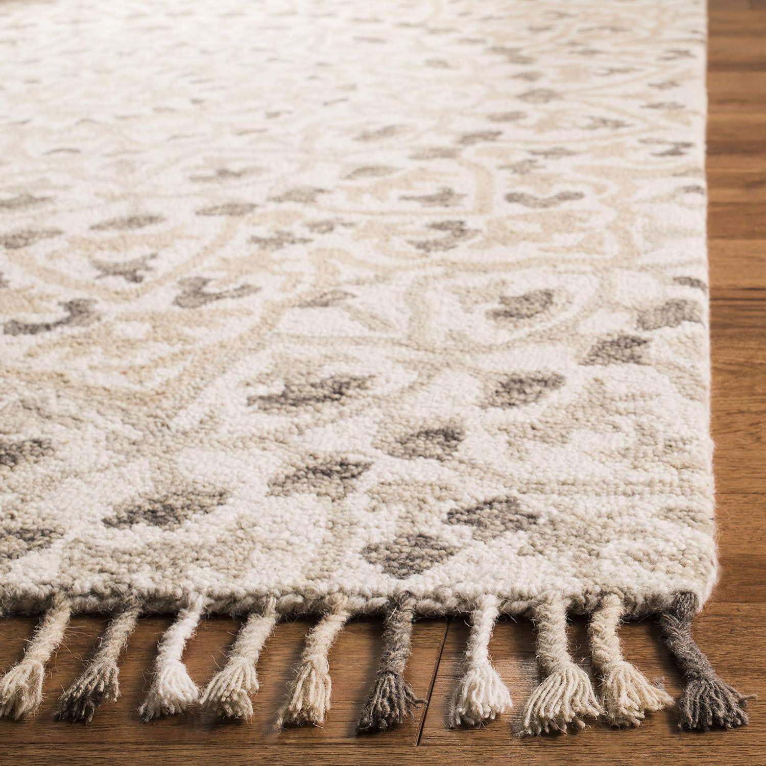 Blossom BLM459 Hand Tufted Indoor Runner Rug - Ivory/Taupe - 2'3"x8' - Safavieh