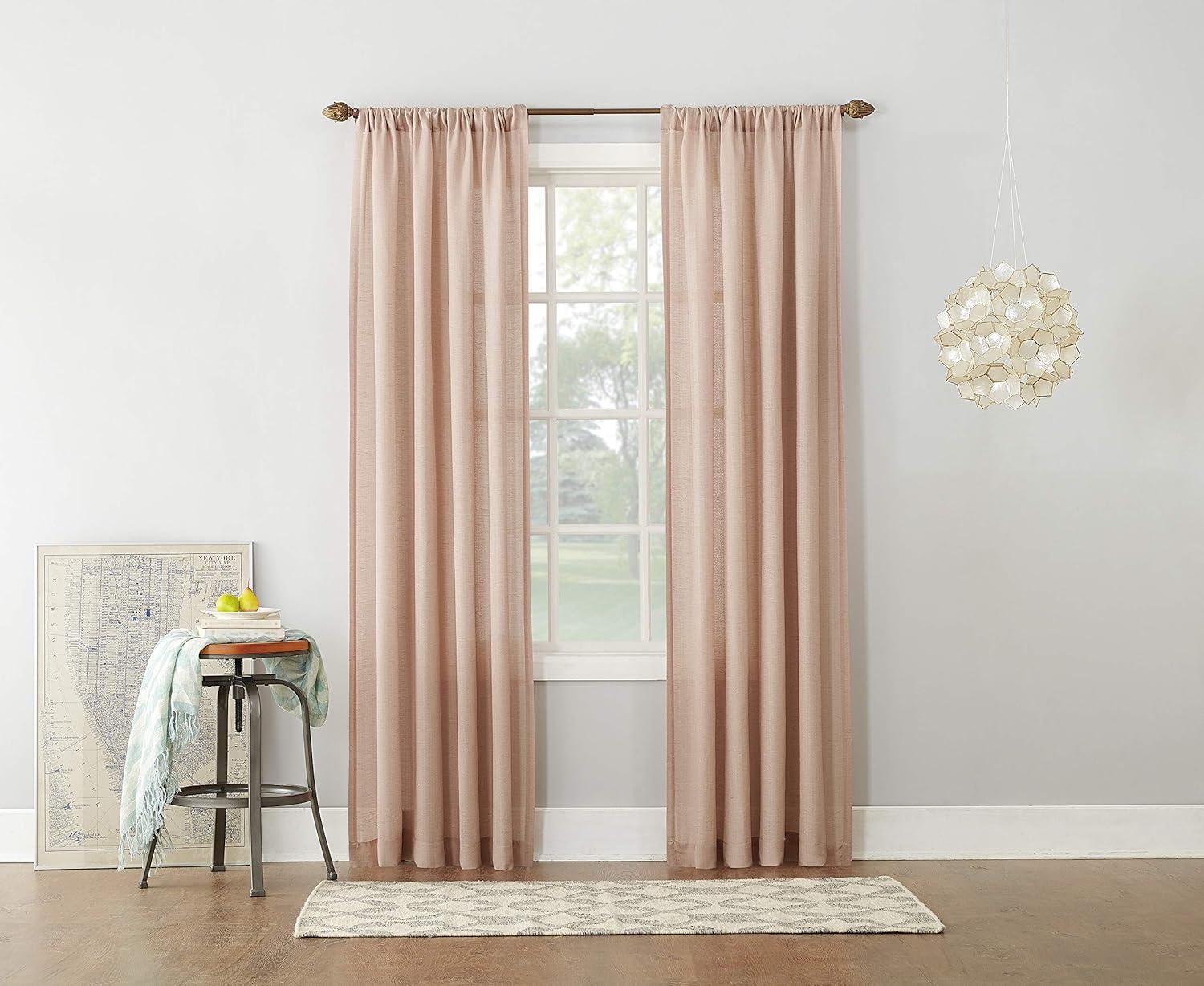 54"x63" No. 918 Light Filtering Semi-Sheer Amalfi Rod Pocket Curtain Panel Blush: Linen Sheer Curtain Panels, Modern Decor