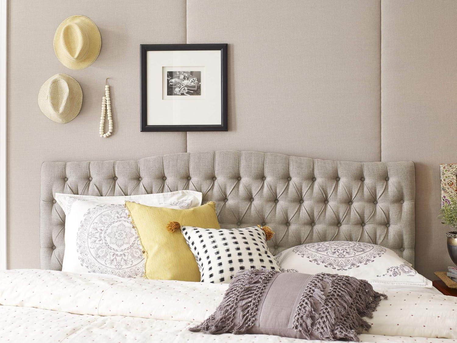 Elle Decor Elle Decor Celeste Tufted Upholstered Padded Headboard with Contemporary Button Tufting