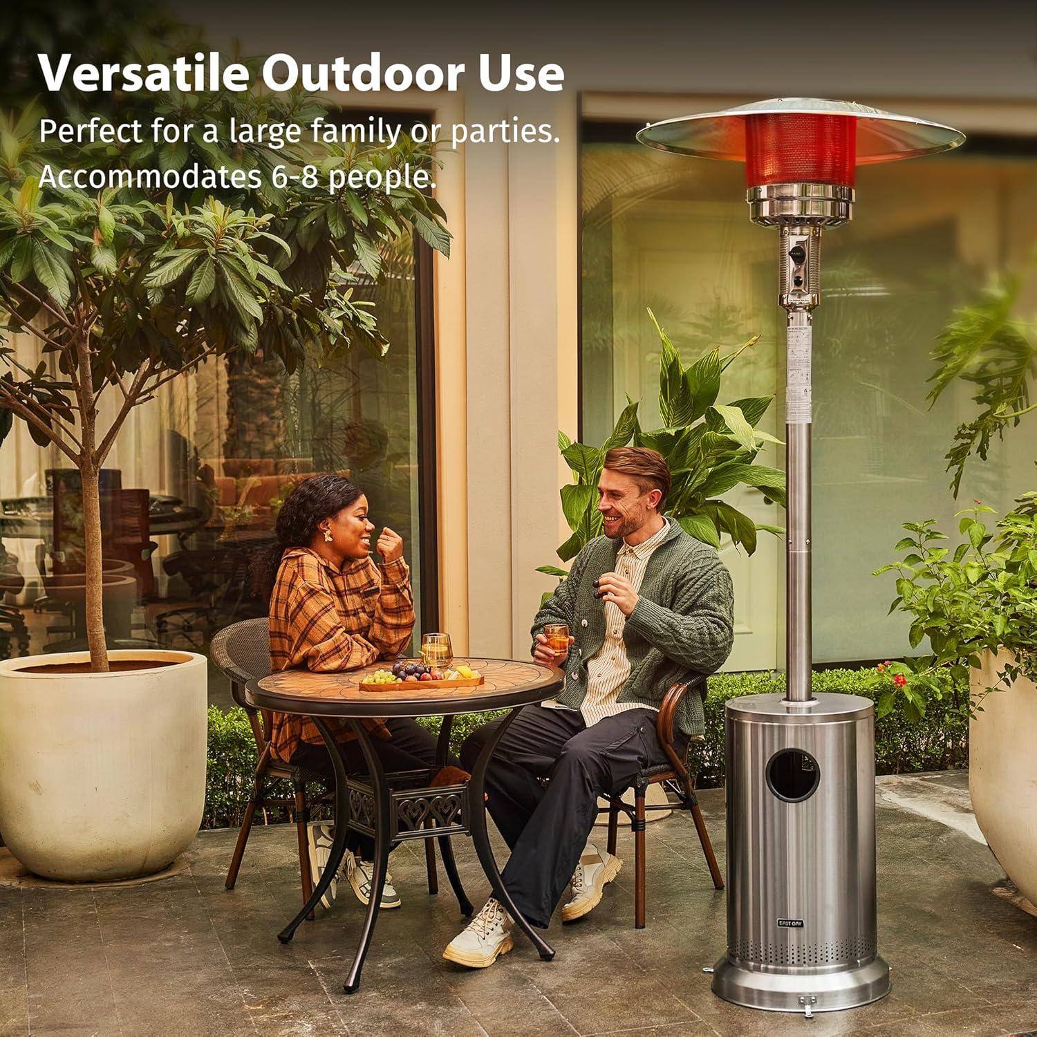 Stainless Steel 50,000 BTU Propane Patio Heater with Round Table Design