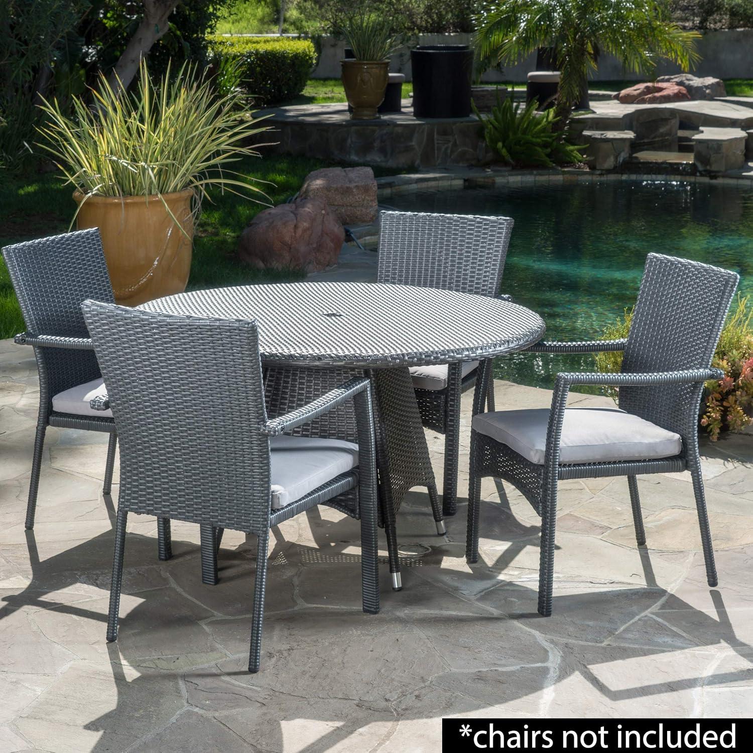 Colonial Outdoor Wicker Round Dining Table, Grey