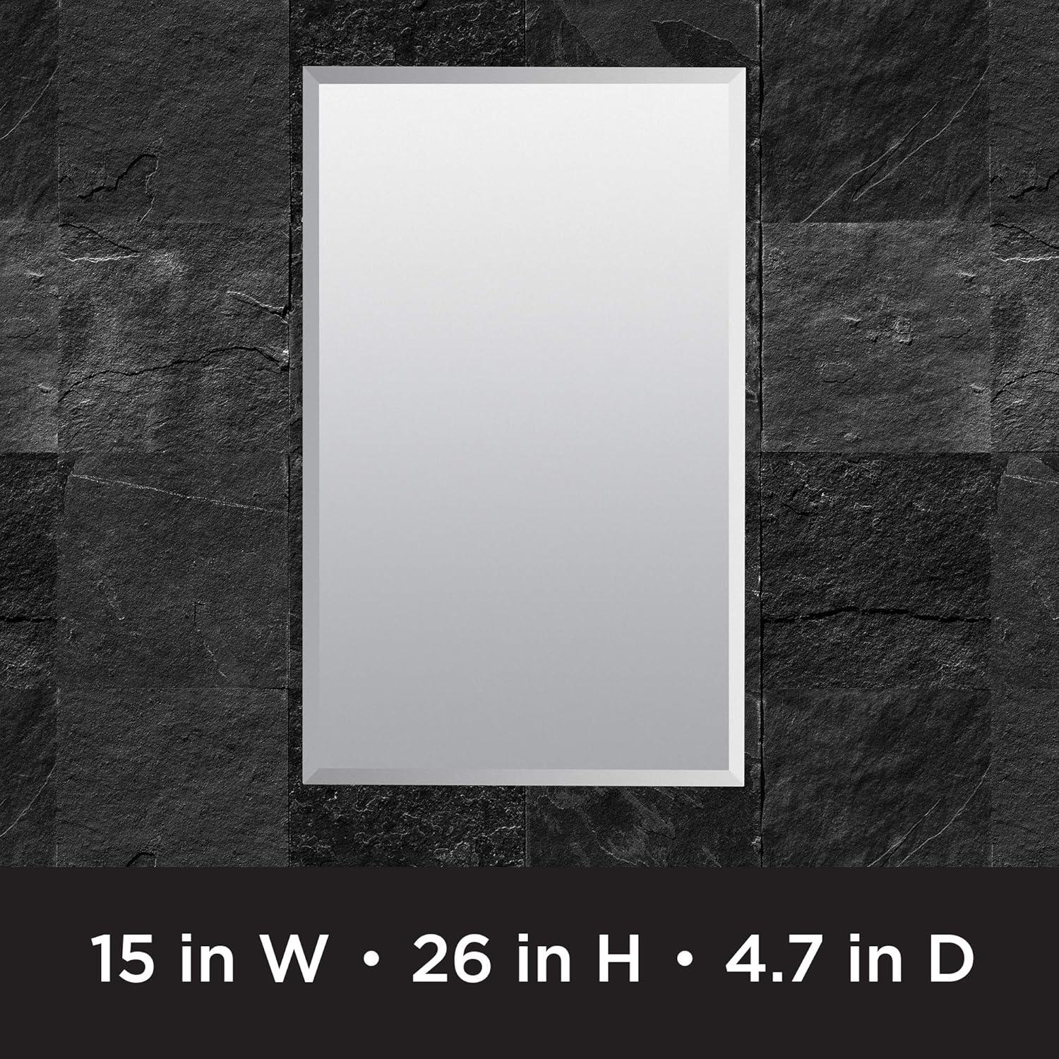 15" Aluminum Single Door Medicine Cabinet - Zenna Home: Beveled Mirror, Bath Storage, 3 Shelves