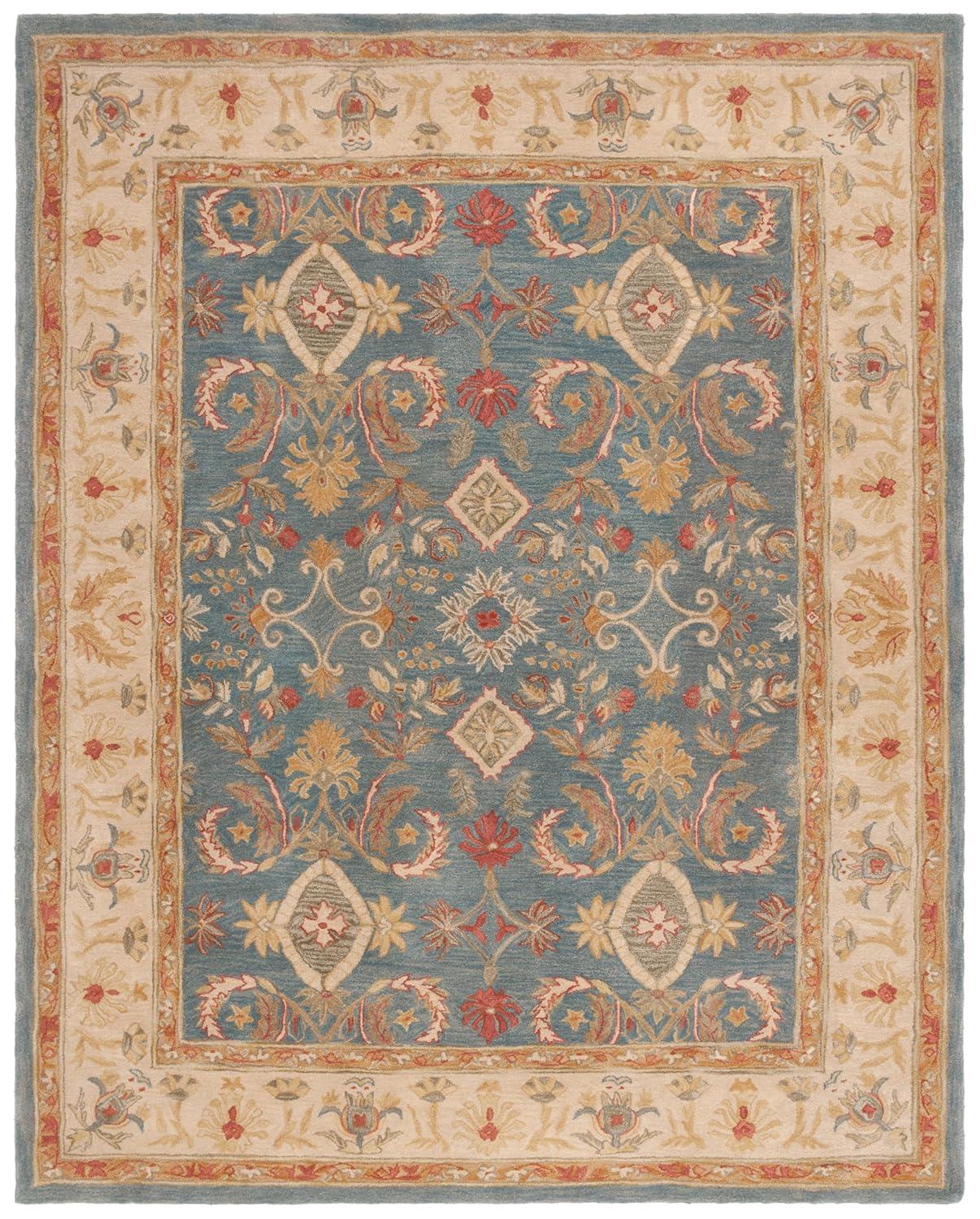 SAFAVIEH Anatolia Stephen Traditional Wool Area Rug, Light Blue/Ivory, 12' x 15'