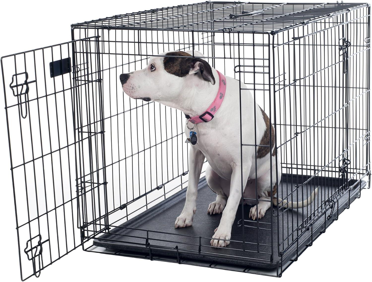 Extra Large Black Foldable Double Door Dog Crate with Divider