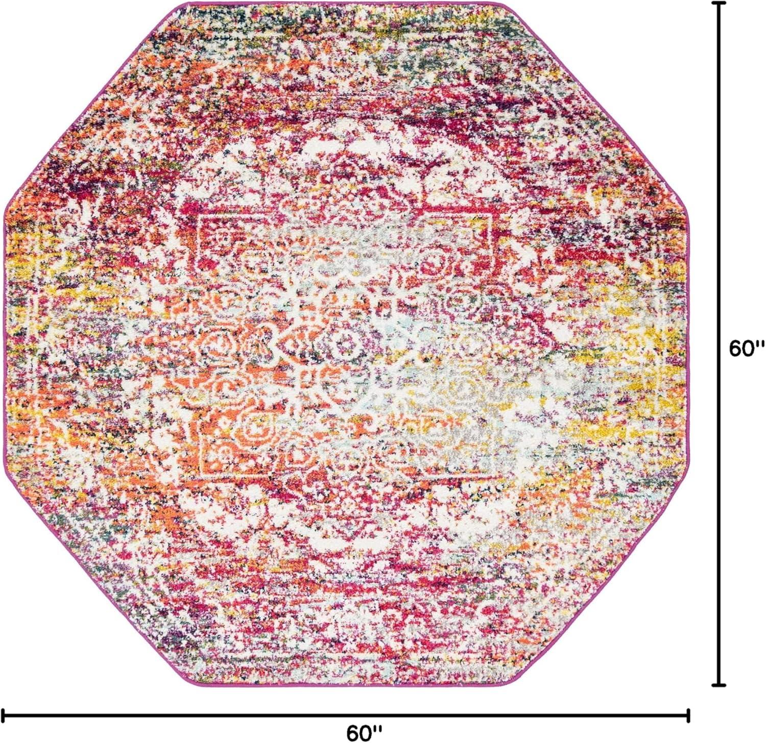 Unique Loom Richmond Collection Area Rug - Medallion (5' 3" Octagon Aqua/Ivory)