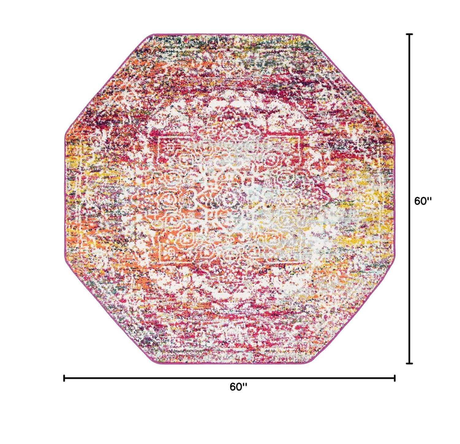 Unique Loom Richmond Collection Area Rug - Medallion (5' 3" Octagon Aqua/Ivory)