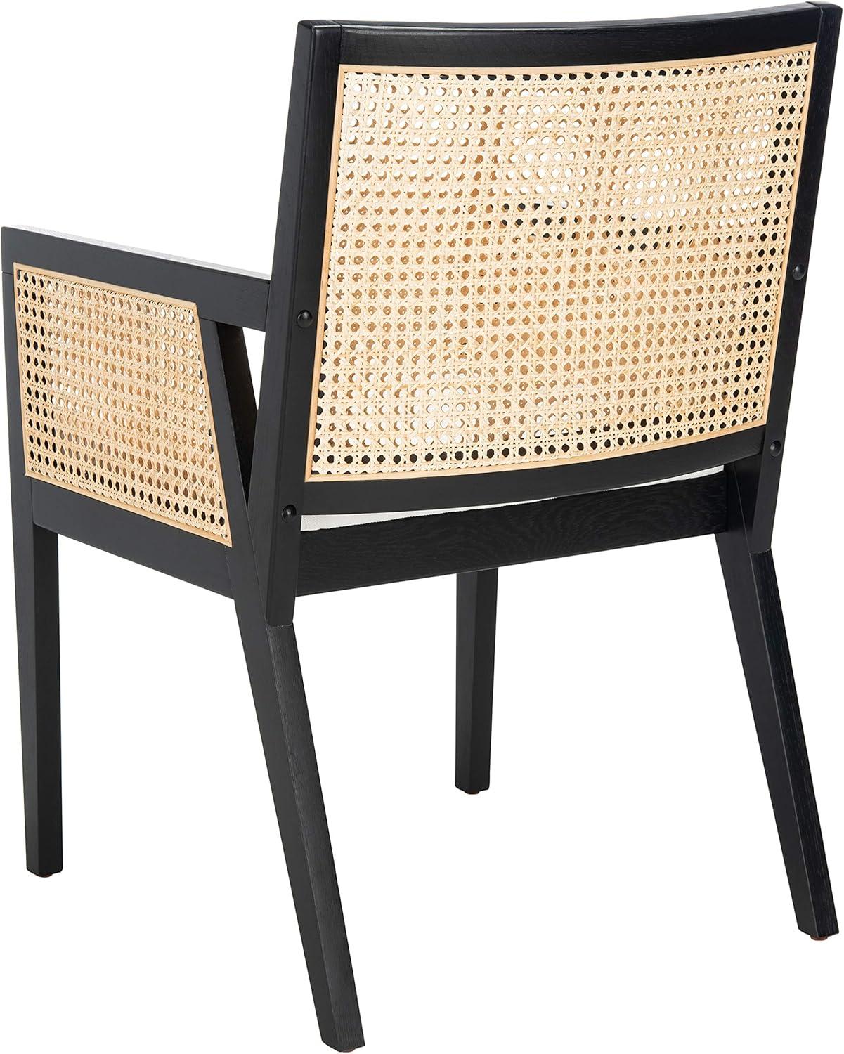 Malik Coastal Chic Black and Natural Rattan Arm Chair