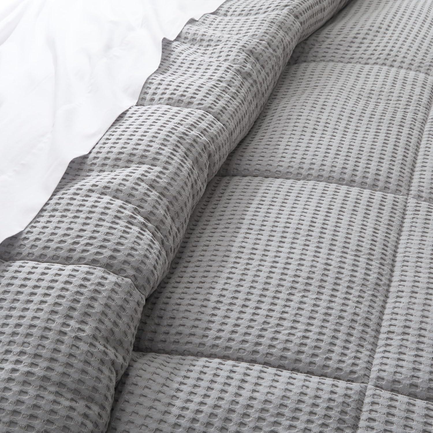 Mills Waffle Grey Pewter Full/Queen Comforter Set - Levtex Home