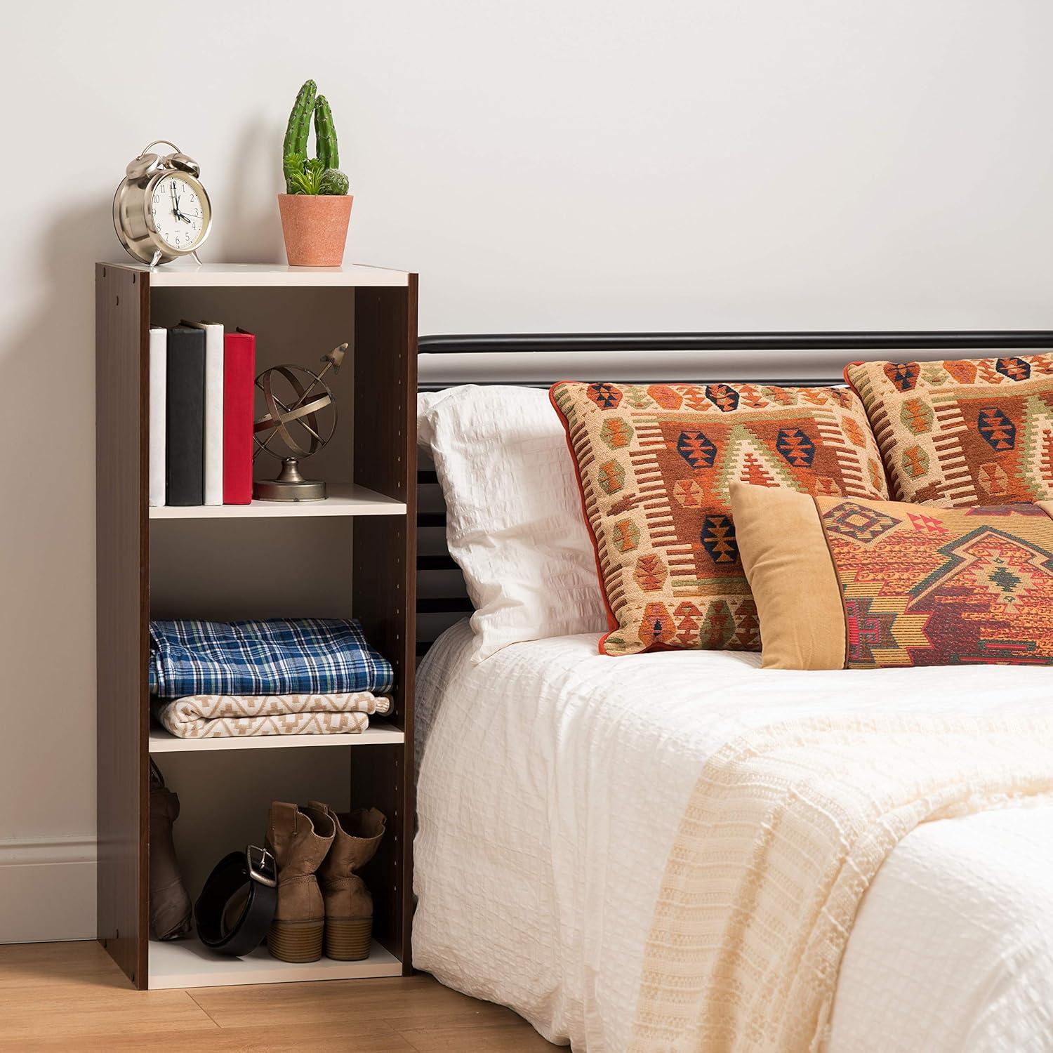 Walnut Brown Modular Cubby Bookshelf with Adjustable Shelves