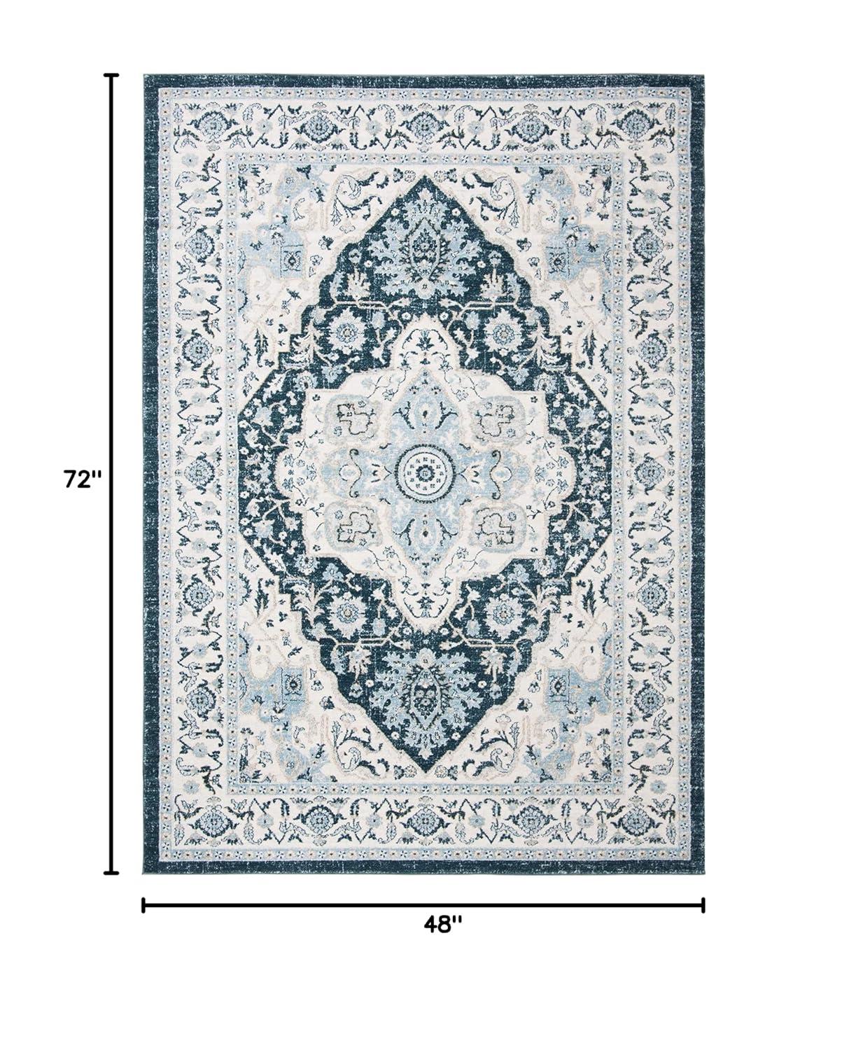 Isabella ISA936 Power Loomed Area Rug - Navy/Creme - 4'x6' - Safavieh