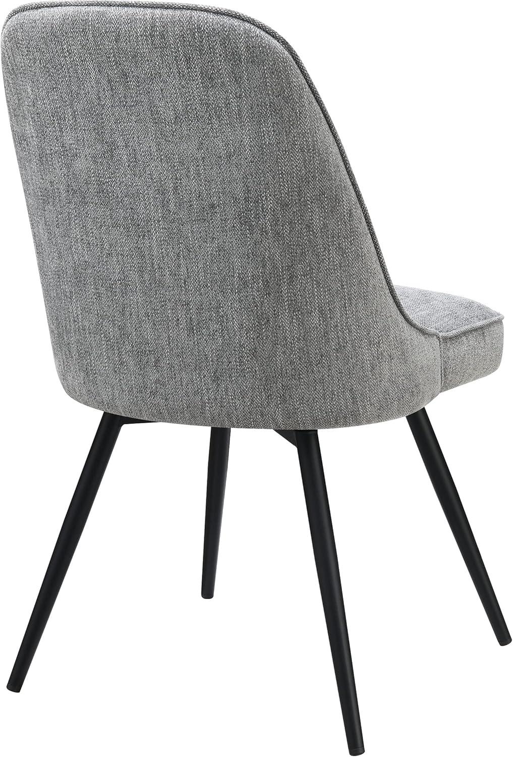 Charcoal Herringbone Fabric Swivel Chair with Metal Legs