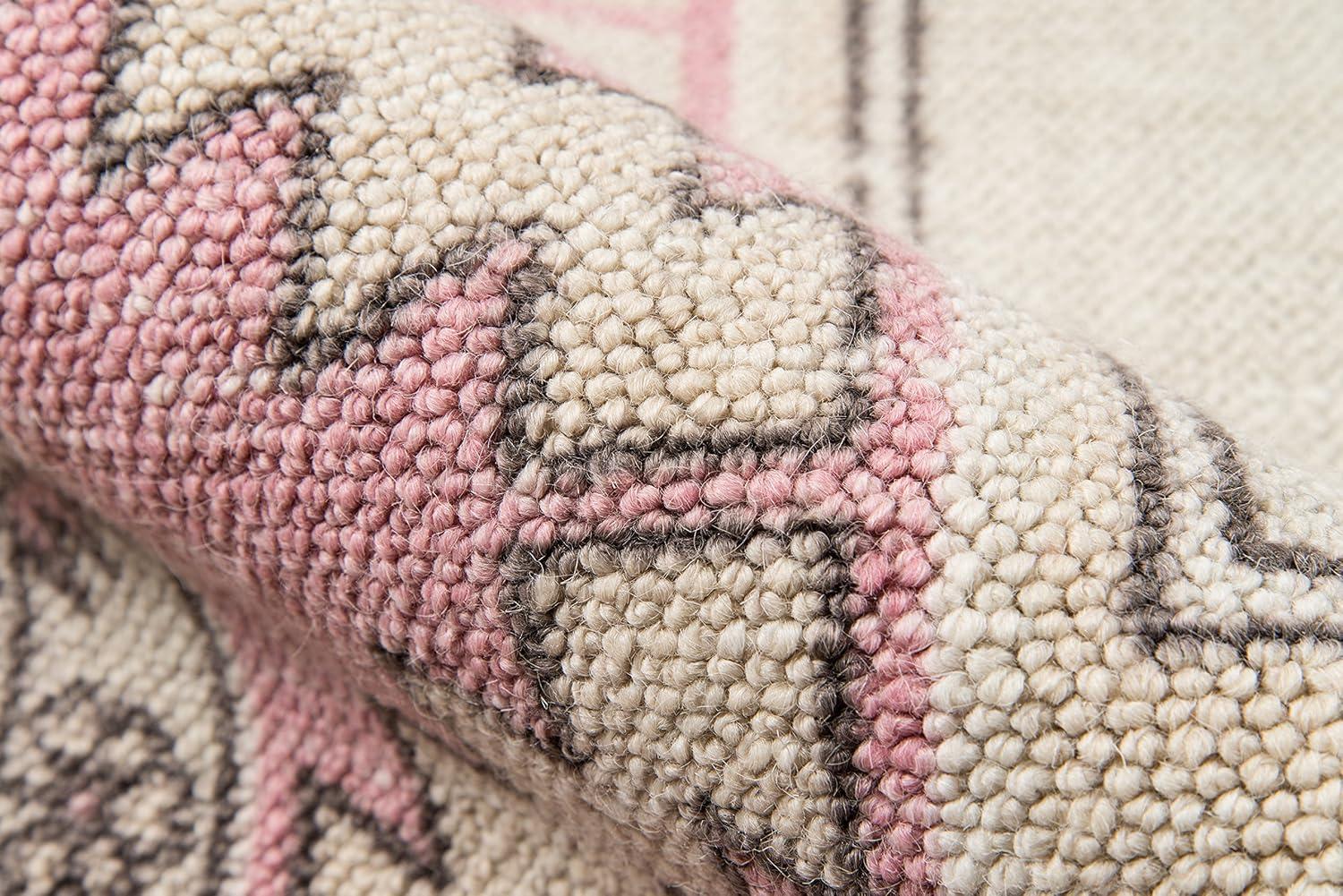 7'9"x9'10" Medallion Loomed Area Rug Pink - Momeni: Traditional Wool & Nylon, Low Pile, Rectangle, Indoor Use