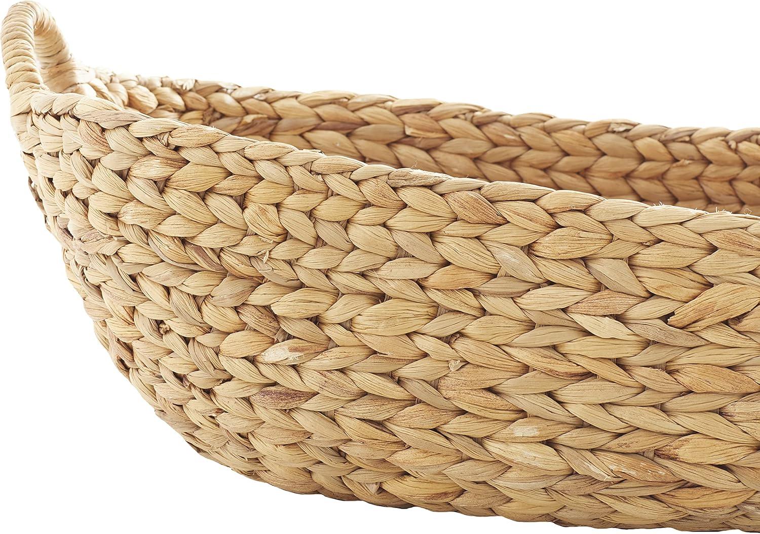 DecMode 23", 21", 19", 16", Brown Seagrass Handmade Storage Basket with Metal Handles, 5-Pieces