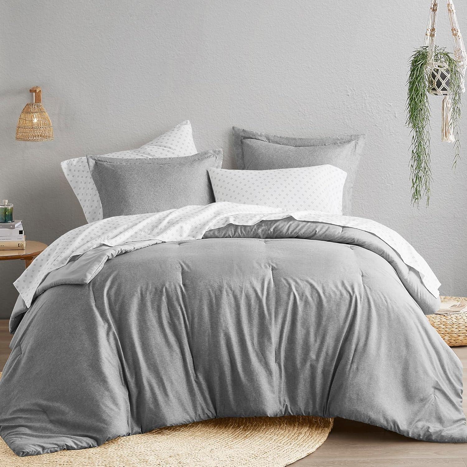 Gray Full Microfiber 3-Piece Comforter Set