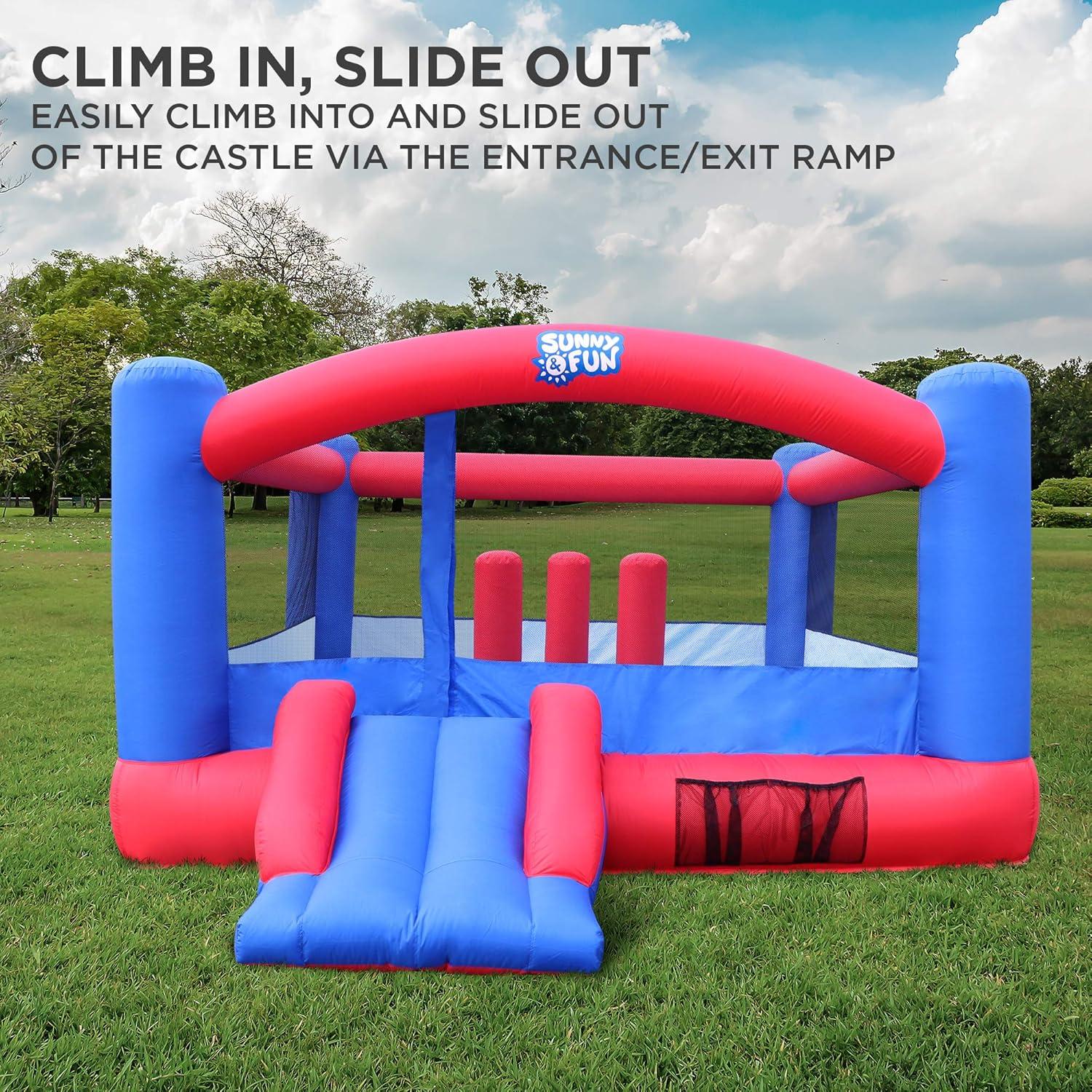 Sunny & Fun Inflatable Bounce House, Blue Bouncy Jump Castle