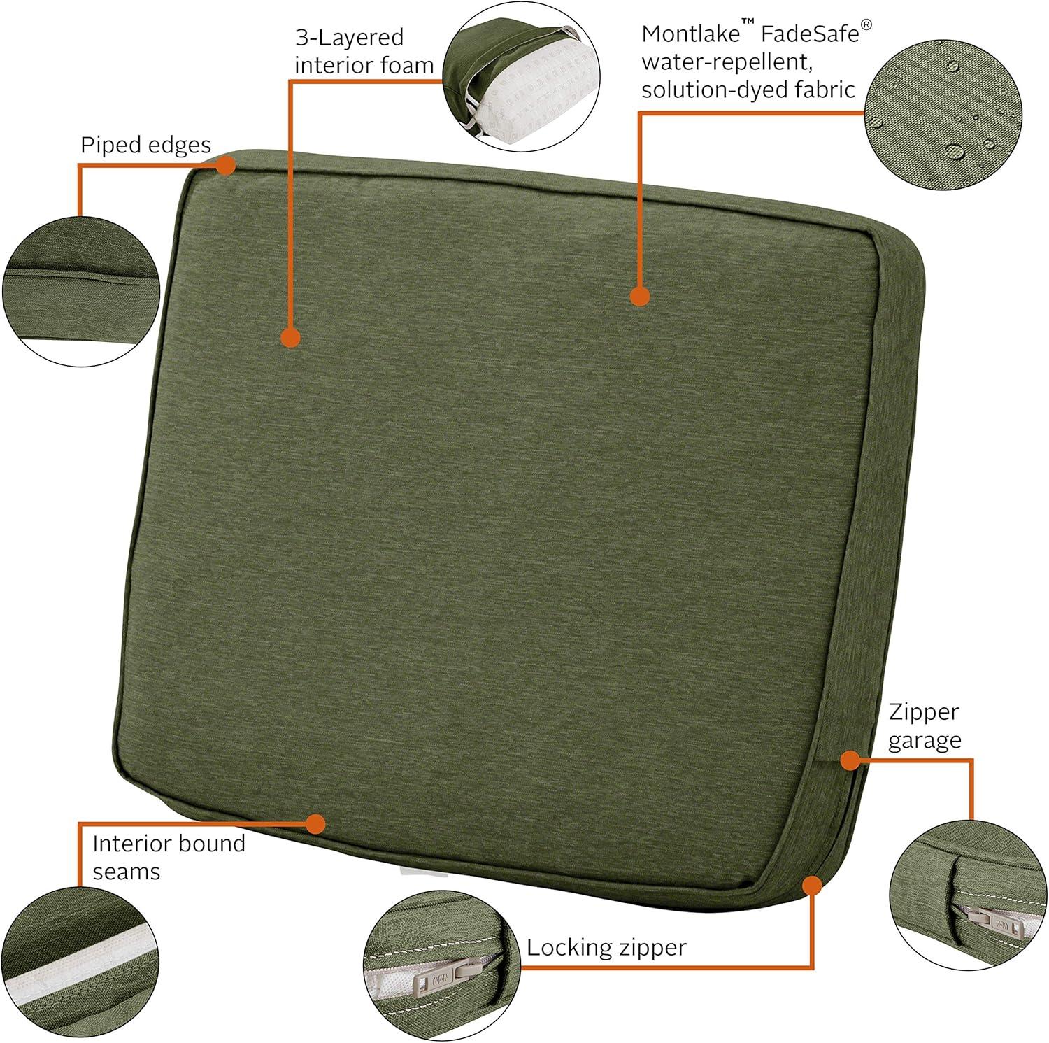 Classic Accessories 19"x20" Montlake Water Resistant Patio Lounge Back Cushion Solid - Heather Fern Green: Zippered, Polyurethane Foam Filled