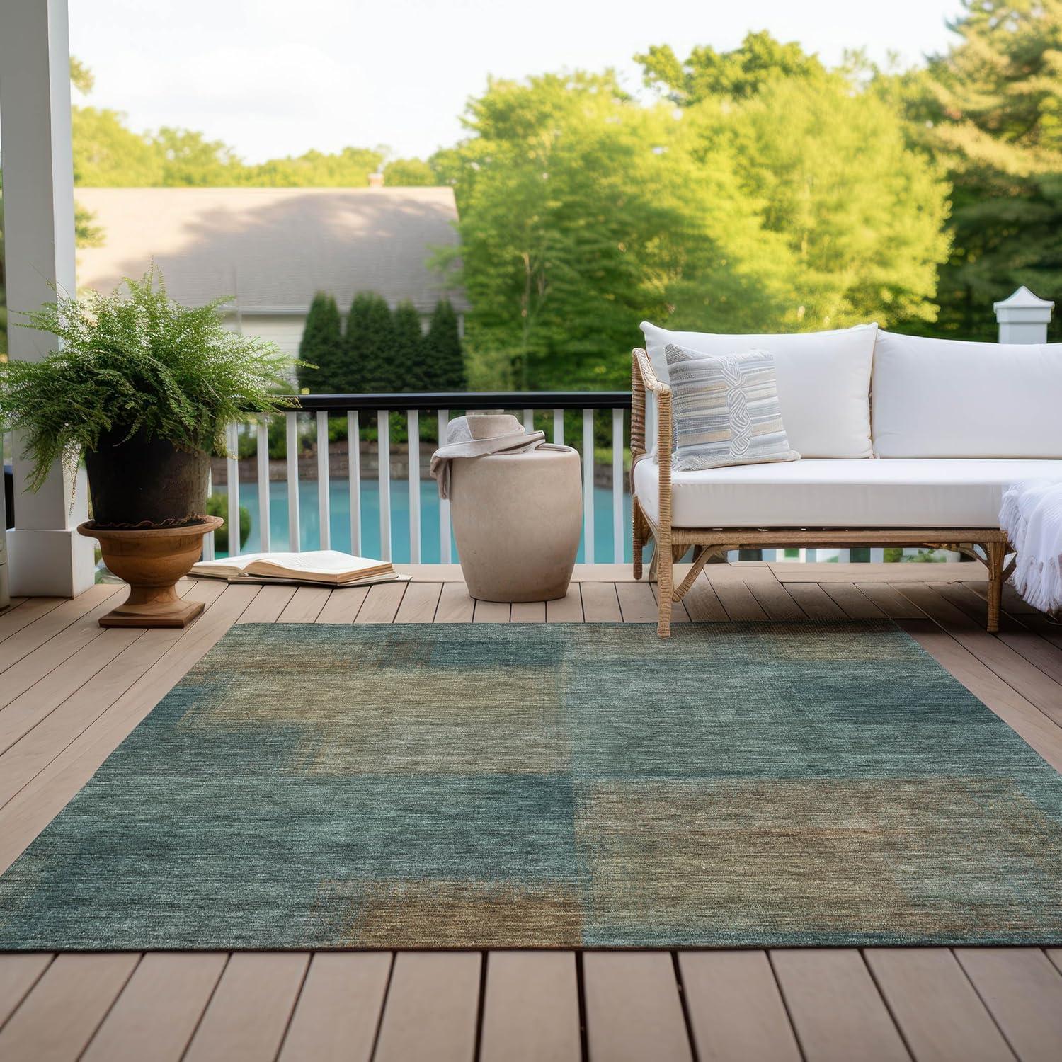 Addison Rugs Machine Washable Indoor/ Outdoor Chantille Ombre Rug Teal - 8' x 10'