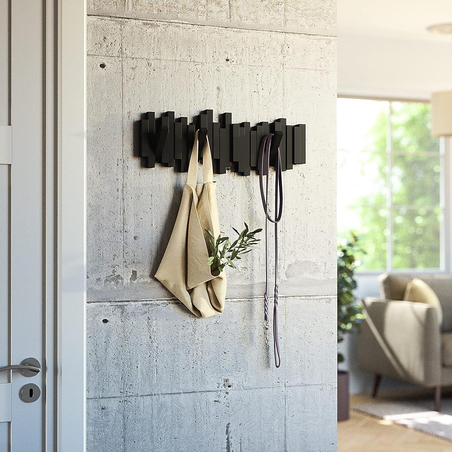 Umbra Sticks 5 Hooks Wall Mounted Coat Rack Black