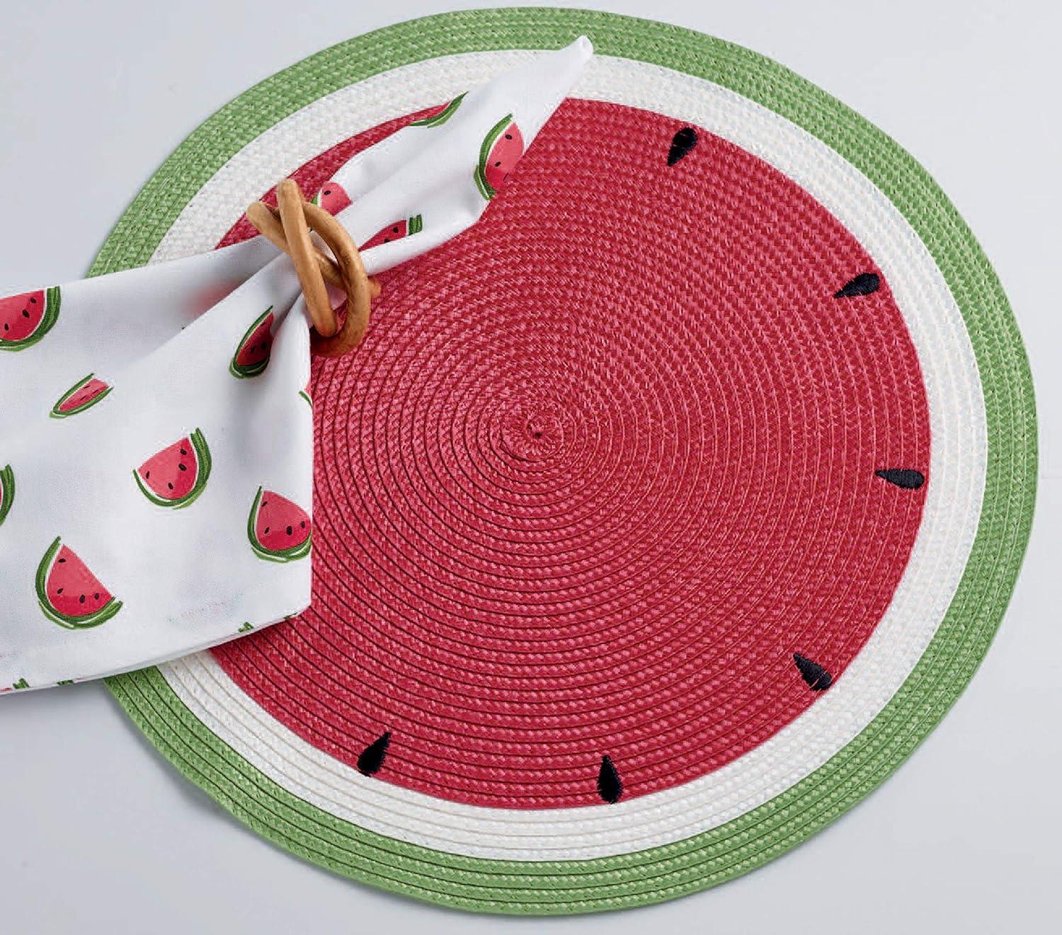 DII Modern Plastic Summer Day Watermelon Placemat in Red (Set of 6)