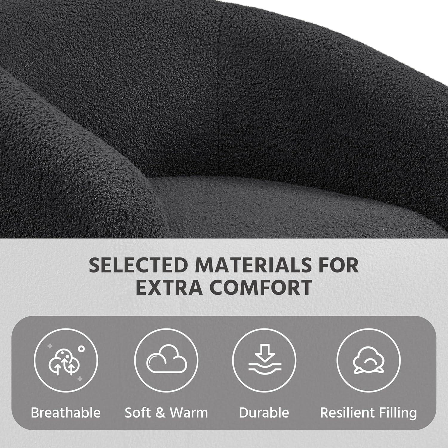 Yaheetech Upholstered Armchair Accent Barrel Chair, Dark Gray