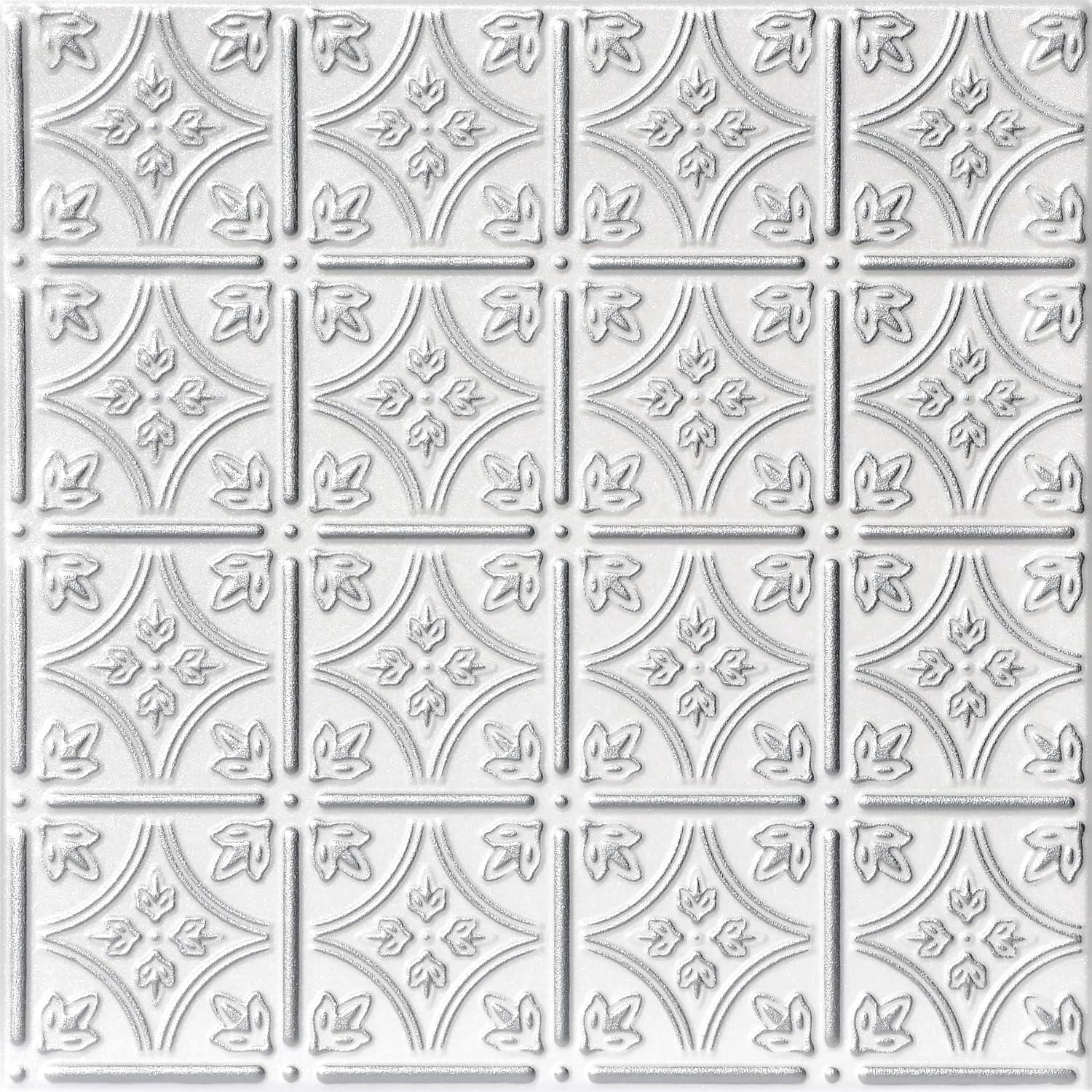 A La Maison Ceilings Emma's Flowers 1.64 ft. x 1.64 ft. Glue-Up Polystyrene Ceiling Tile (Set of 8)