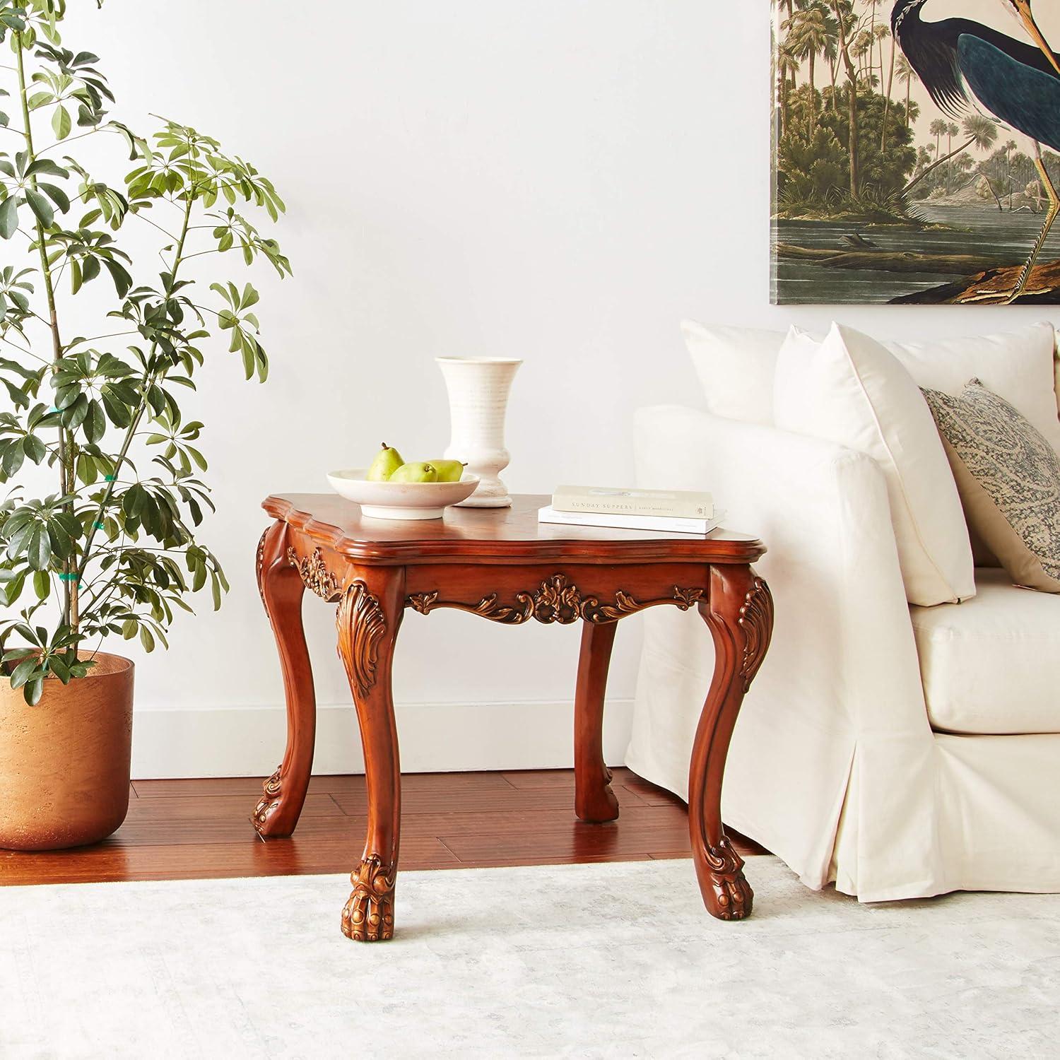 Cherry Oak 28" Traditional Wood and Metal End Table