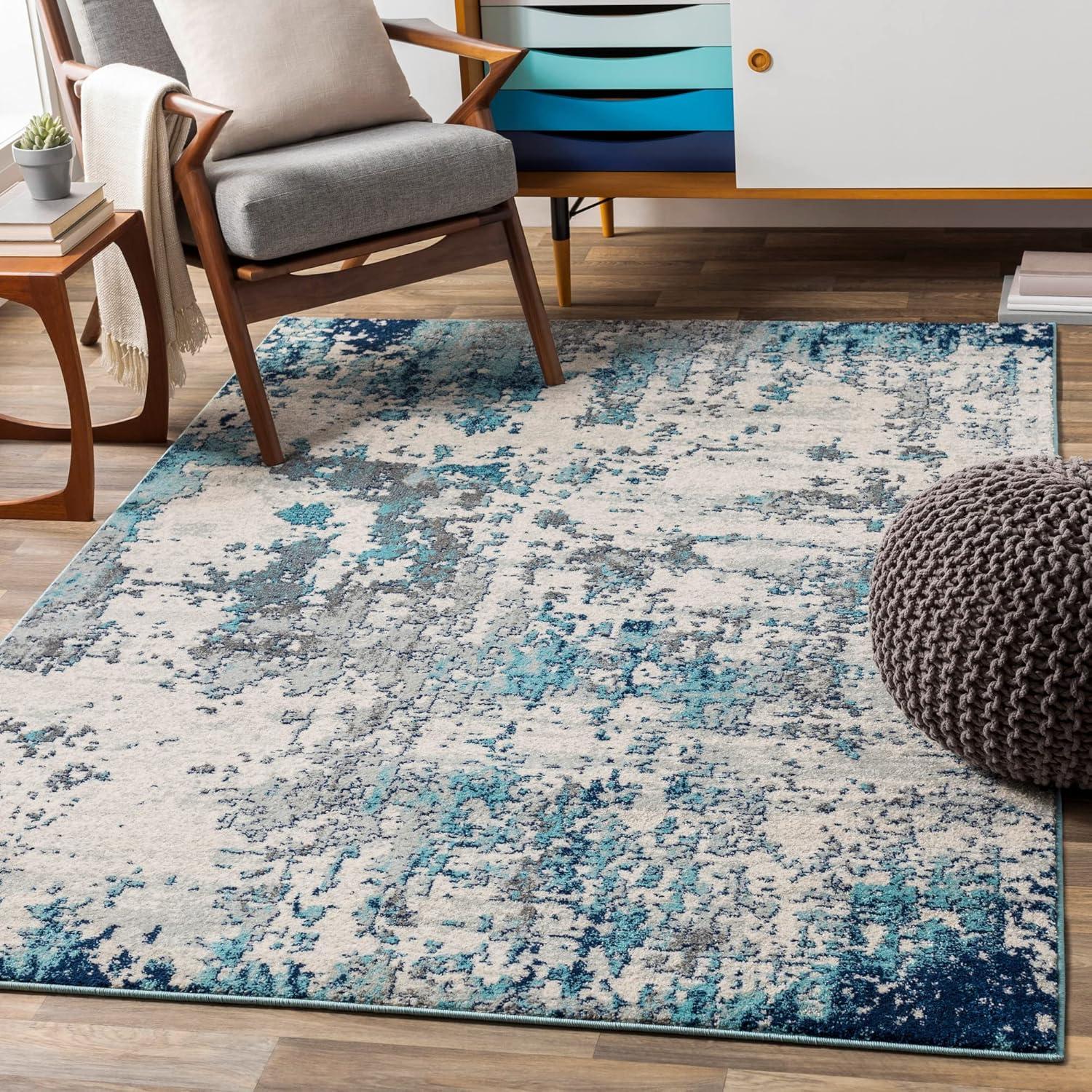 Livabliss Sunderland Modern Abstract Area Rug,5'3" x 7'3",Blue