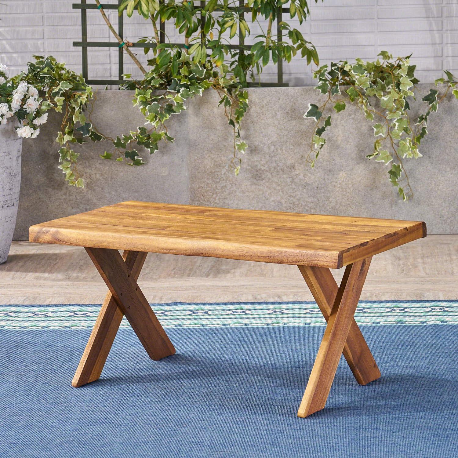 Christopher Knight Home Irene Outdoor Acacia Wood Coffee Table, Sandblast Teak Finish