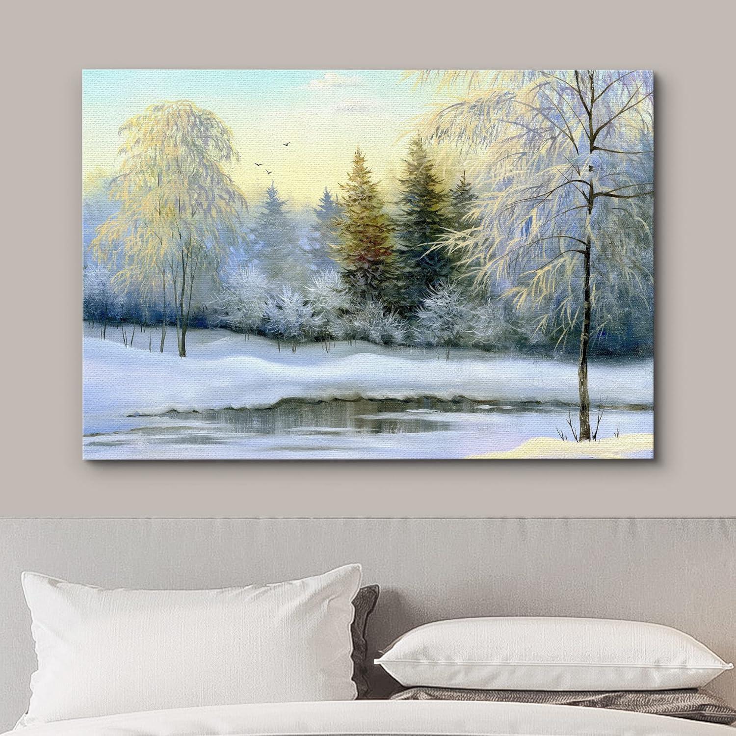 Winter Forest Landscape Canvas Print Wall Art 24"x36"